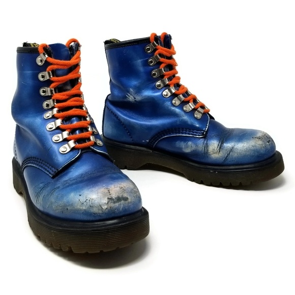 Dr. Martens Shoes - Vintage Made in England Dr Martens 8 Eye Blue Boot